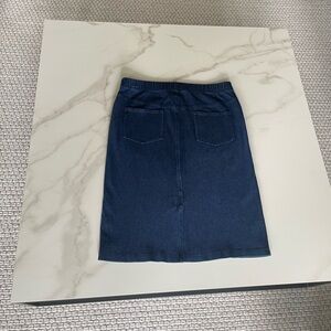 Pull On Denim Midi Skirt
